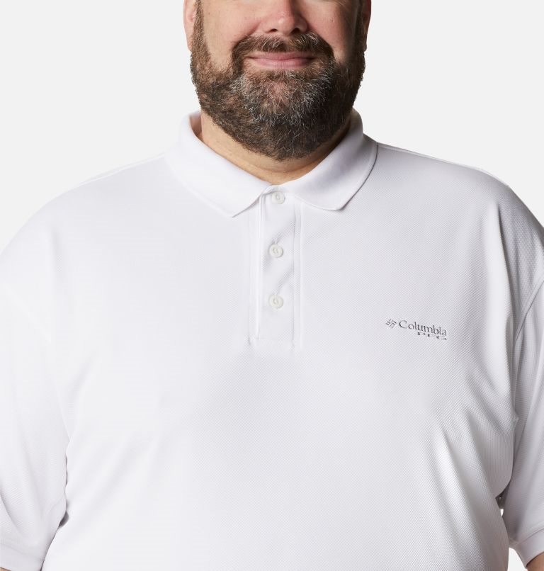 Men's Columbia PFG Perfect Cast Polo Shirts White | Plus Size CA-AL514
